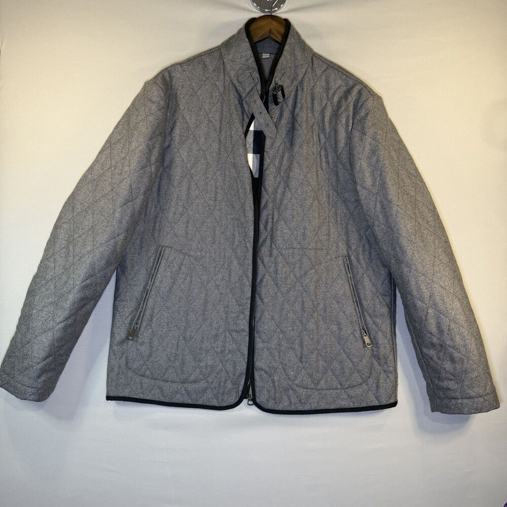 VINTAGE BURBERRY GREY WOOL JACKET, SIZE XL